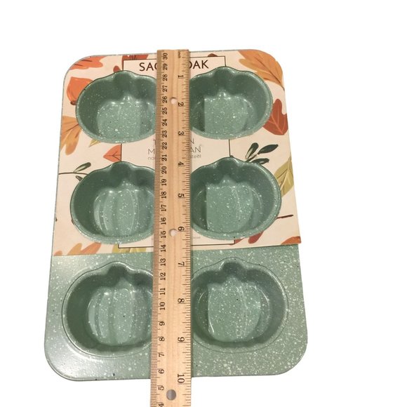 Sage & Oak 6-Cup Pumpkin Muffin Pan Nonstick Carbon Steel Speckled Aqua - Picture 3 of 4